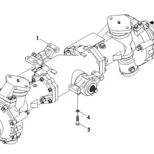 Oryginalna kompletna oś przednia o numerze katalogowym TC02311210000, stosowana w ciągnikach rolniczych marki Arbos schemat.