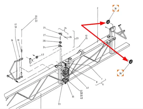 Oryginalna rolka hydraulicznego układu hamulcowego o wymiarze D98 i numerze katlogowym 7556110, stosowana w opryskiwaczach marki Amazone schemat.