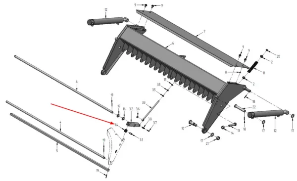 Oryginalna tuleja noża o wymiarze L17 o numerze katalogowym 403000044, stosowana w przyczepach samozbierających marki Bergmann schemat