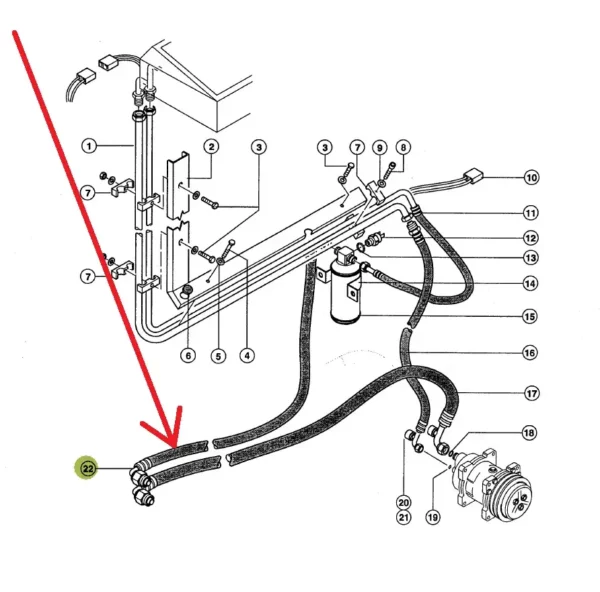 Oryginalny przewód układu klimatyzacji o numerze katalogowym 315797.0, stosowany w ładowarkach teleskopowych marki Claas schemat.