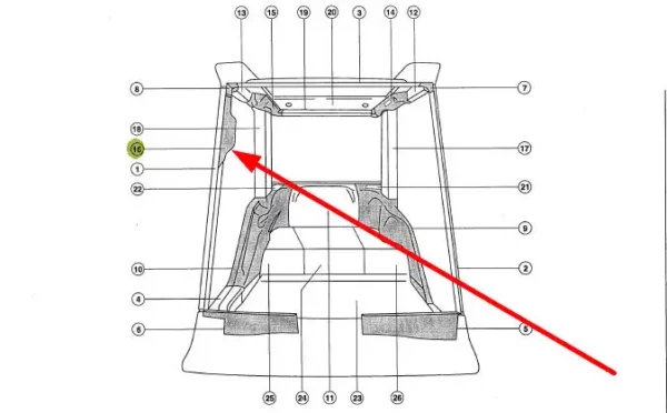 Oryginalna osłona poszycia siedzenia o numerze katalogowym 324892.0, stosowana w ładowaczach marki Claas schemat