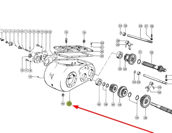 Oryginalna obudowa skrzyni biegów o numerze katalogowym 602121.3, stosowana w kombajnach zbożowych marki Claas schemat