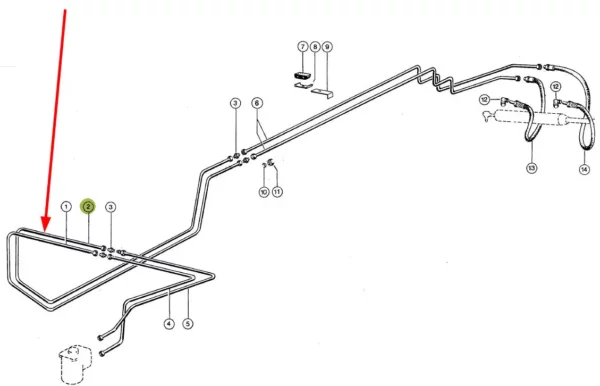 Oryginalny przewód hydrauliczny układu kierowniczego o numerze katalogowym 602906.0, stosowany w kombajnach zbożowych marki Claas. schemat