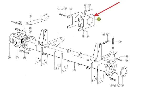 Oryginalna osłona metalowa osi napędowej o wymiarach 10 x 282 x 440 mm i numerze katalogowym 606878.0, stosowana w kombajnach zbożowych marki Claas. schemat