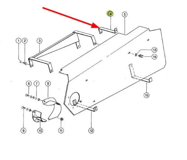 Oryginalny wspornik lewego poszycia bocznego, stosowany w kombajnach zbożowych marki Claas schemat