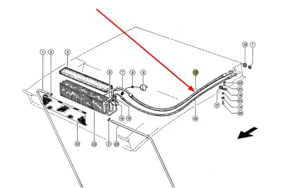 Oryginalny przewód elastyczny układu klimatyzacji, stosowany w kombajnach Lexion marki Claas schemat