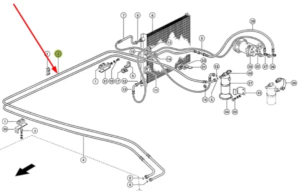 Oryginalny przewód układu klimatyzacji, stosowany w kombajnach zbożowych Lexion marki Claas schemat
