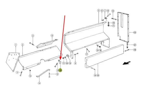 Oryginalne mocowanie poszycia bocznego, stosowane w maszynach rolniczych marki Claas schemat