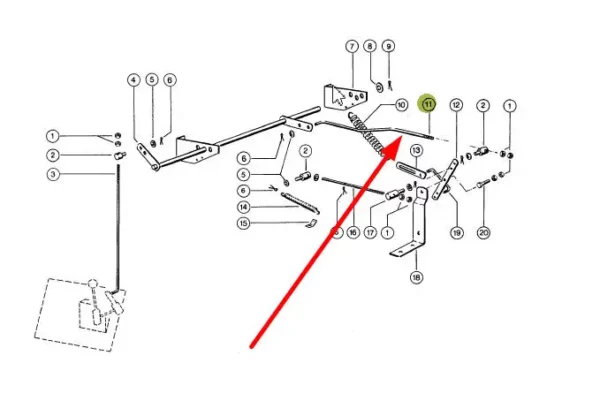Oryginalne cięgno regulacji silnika Ford, stosowanego w kombajnach Dominator marki Claas schemat