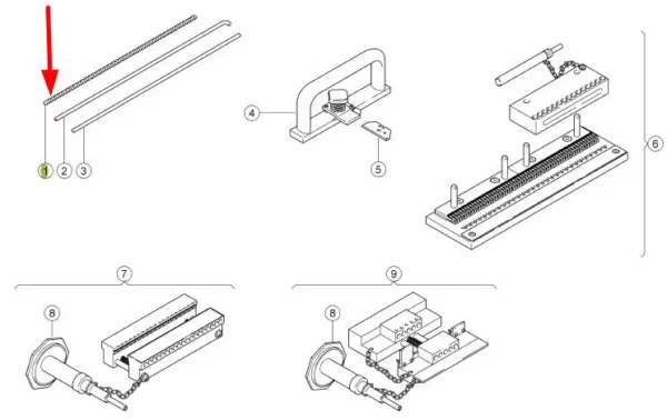 Oryginalny zestaw drutów do łączenia pasów ( kpl = 5 szt ), stosowany w maszynach rolniczych marki Claas schemat.