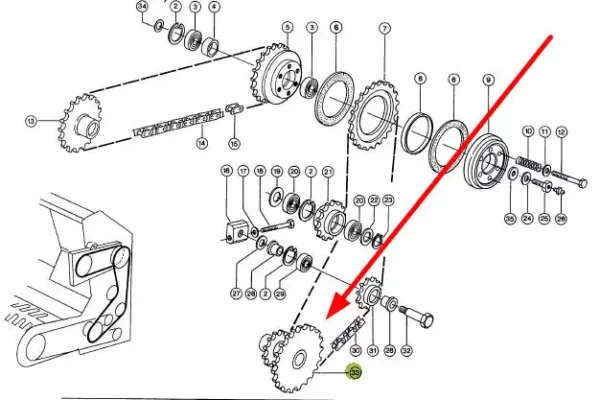 Oryginalne koło zębate o numerze katalogowym 918478.1, stosowane w sieczkarniach samojezdnych marki Claas schemat