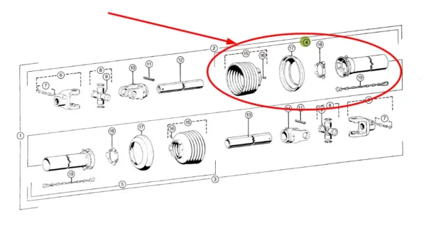 Oryginalna osłona wałka przekaźnika mocy stosowana w zgrabiarkach oraz kosiarkach marki Claas schemat