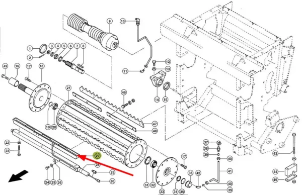 Oryginalny kabel wanny magnetycznej o numerze katalogowym 998044.0, stosowany w sieczkarniach samojezdnych marki Claas schemat