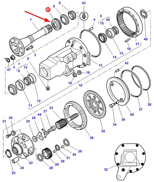 Pierścień simering marki Corteco o wymiarach 101,65 x 140 x 4 mm i numerze katalogowym 20033411B, stosowany w ciągnikach rolniczych marki Massey Ferguson oraz Challenger schemat