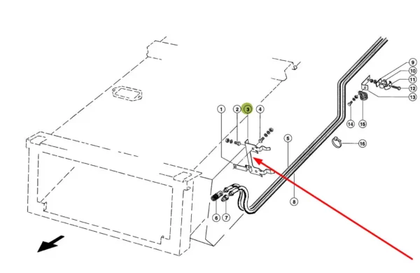 Uchwyt przewodów hydraulicznych wysokiego ciśnienia o numerze katalogowym 666865.1, stosowany w kombajnach zbożowych marki Claas schemat.