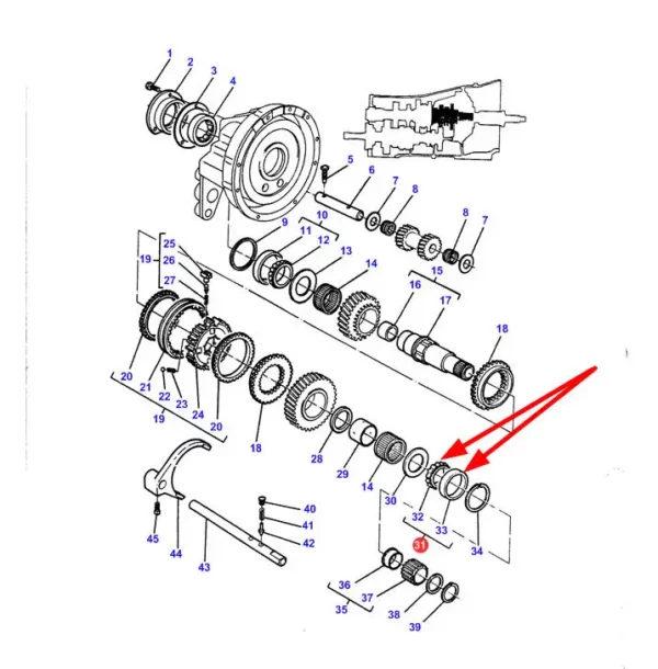 Łożysko stożkowe calowe skrzyni biegów o numerze katalogowym  368A/362A, stosowane w ciągnikach rolniczych marki Massey Ferguson schemat.