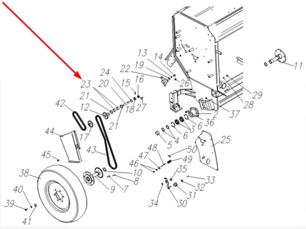 Oryginalna tuleja plastikowa wałka mechanizmu wysiewającego o wymiarach 30 x 34 x 20 mm i numerze katalogowym R/1182, stosowana w siewnikach zbożowych marki Unia schemat.