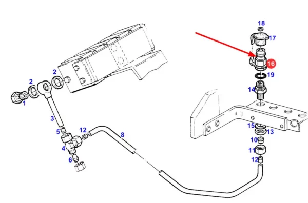 Wtyczka hydrauliczna o numerze katalogowym 165G246600130010, stosowana w maszynach rolniczych schemat.