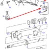 Przegub kulowy o wymiarach M18 x 1,5 mm, numerze katalogowym 38715299, stosowany jako zamiennik w ciągnkach marki Massey Ferguson schemat