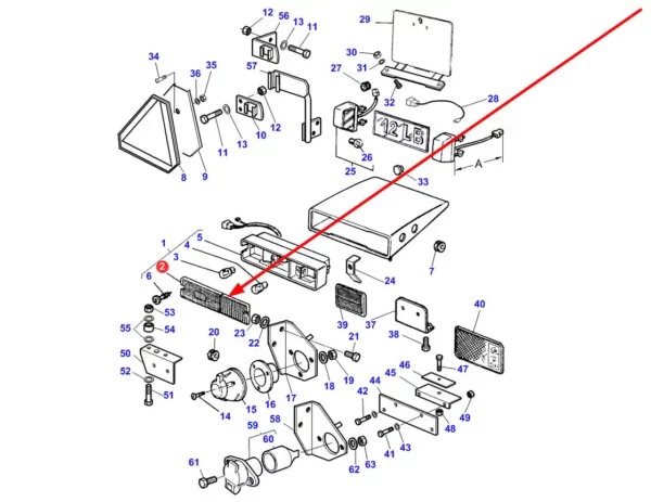 Klosz lampy tylnej o numerze katalogowym 45550011, stosowany w ciągnikach rolniczych marek Massey Ferguson, Challenger schemat.