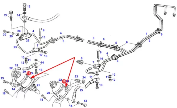 Zestaw naprawczy pompy hamulcowej o numerze katalogowym 71706029, stosowany w ciągnikach rolniczych marki Fendt. schemat