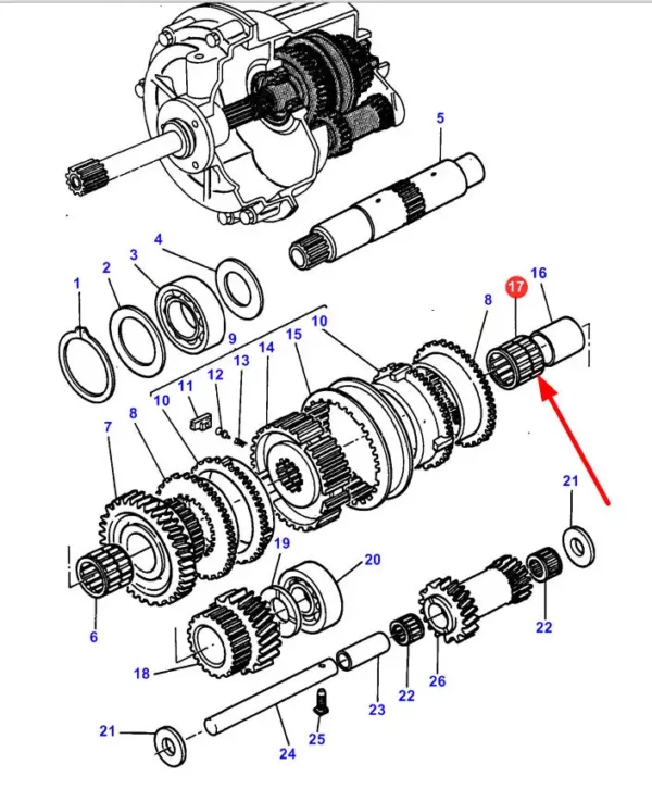 Łożysko igiełkowe o wymiarach  K 50 X 55 X 30 i numerze katalogowym K50X55X30-B, stosowane w ciągnikach rolniczych marek Challenger oraz Massey Ferguson schemat.