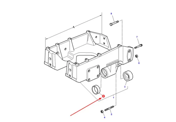 Tuleja ślizgowa zawieszenia przedniej osi o wymiarach 95 x 100 x 44 mm i numerze katalogowym 3810480M1.01, stosowana w ciągnikach rolniczych marki Massey Ferguson.-schemat