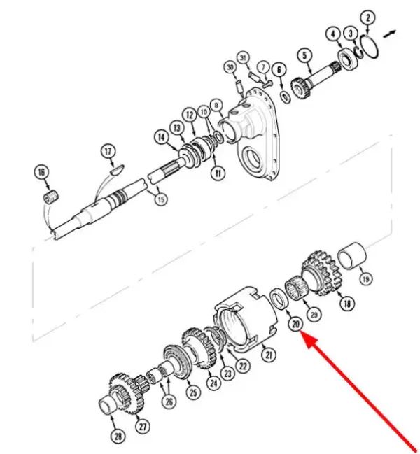 Pierścień simering kosza spręgłowego przekładni Power Shift o wymiarach 38,1 x 54,74 x 4,8 mm i numerze katalogowym 402567R91.01, stosowany w ciągnikach rolniczych marki Case schemat.