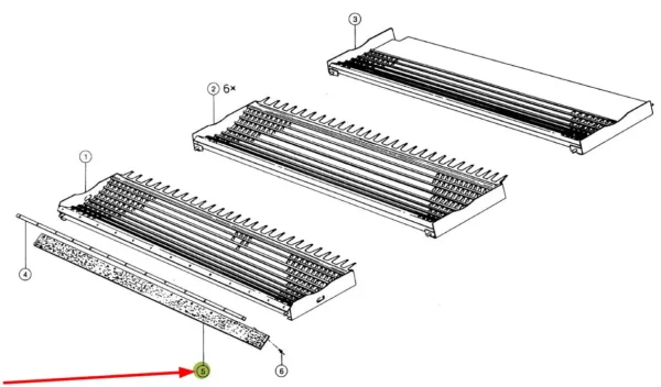 Osłona gumowa chwytacza kamieni oraz młocarni o wymiarach 1544 x 80 x 3 mm i numerze katalogowym 600681.02, stosowana w kombajnach zbożowych marki Claas schemat 2.