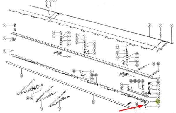 Oryginalna stalka główki stary typ o numerze katalogowym 616286.00, stosowany w hederach oraz kombajnach zbożowych marki Claas schemat.