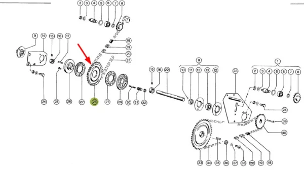 Koło zębate o ilości zębów 38, stosowane jako zamiennik oryginalnych części, montowane w maszynach rolniczych marki Claas.