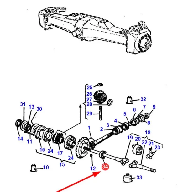 Pierścień simering przedniej osi o wymiarach 40 x 68 x 14 mm i numerze katalogowym 6411-1.02, stosowany w ciągnikach rolniczych marki Massey Ferguson schemat.