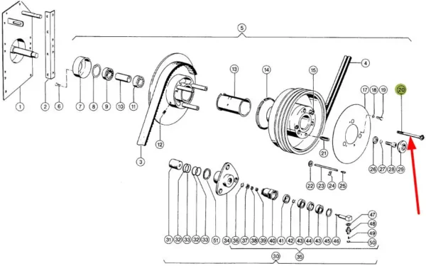 Oryginalna śruba przekładni regulacji jazdy o wymiarach M12 x 165, numerze katalogowym 655407.00, stosowana w maszynach i pojazdach rolniczych marki Claas schemat.