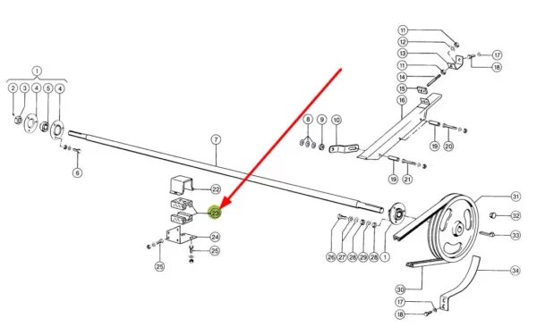 Drewniana panewka wałka wysypu o orginalnym numerze katalogowym 0006871060, stosowana w kombajnach zbożowych marki Claas. schemat