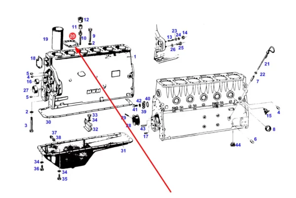 Uszczelka głowicy silnika o numerze katalogowym 73-101, stosowana w ciągnikach rolniczych marki Fendt schemat.