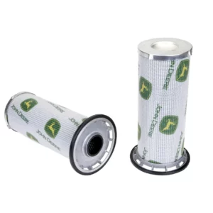 Oryginalny filtr oleju hydrauliki wkład o numerze katalogowym RE573817 stosowany w ciągnikach rolniczych marki John Deere.