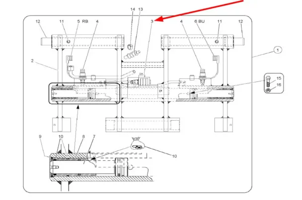 Oryginalny elektrozawór o numerze katalogowym 1000027822, stosowany w ładowarkach marki Kramer. schemat
