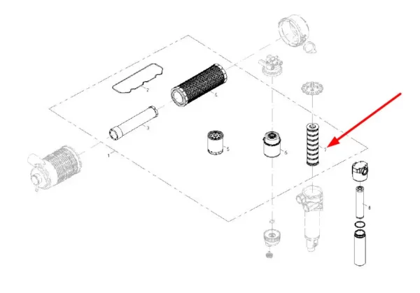 Oryginalny filtr oleju hydrauliki o numerze katalogowym 1000231380,stosowany w ładowarkach marek Kramer i Wacker Neuson schemat.