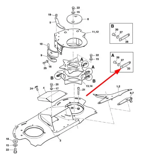 Oryginalny zbierak o numerzekatalogowym LCA97955, stosowany w adapterach do kukurydzy marki Kemper schemat.