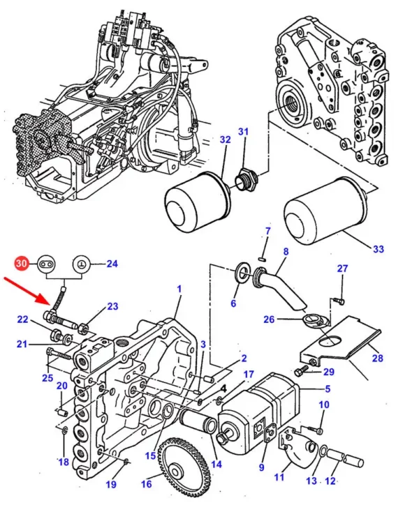Czujnik obrotów, stosowany jako zamiennik oryginalnych części, montowany w ciągnikach marki Massey Ferguson.