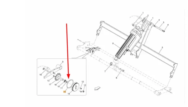 Oryginalny pierścień oring uszczeniający mechanizm hamulca o numerze katalogowym A140146000, stosowany w prasach zwijających marki Kverneland. schemat