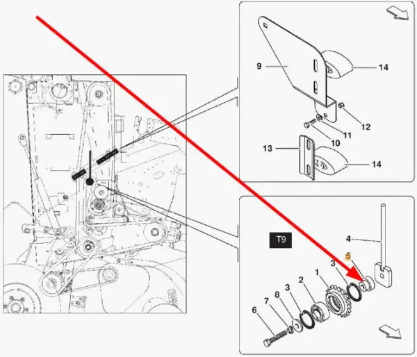 Oryginalna tuleja mechanizmu prasy o numerze katalogowym KB3902A27, stosowana w prasach rolniczych marki Kverneland schemat.