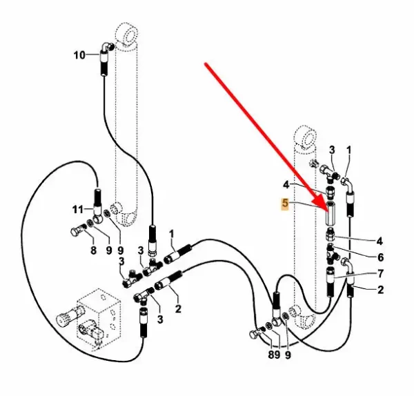 Oryginalny zawór hydrauliczny o numerze katalogowym KB8863407, stosowany w prasach zwijajacych marki Kverneland schemat.