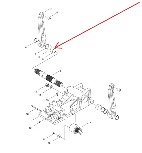 Oryginalna tuleja ramion podnośnika o numerze katalogowym 40009718, stosowana w ciągnikach rolniczych LS schemat.