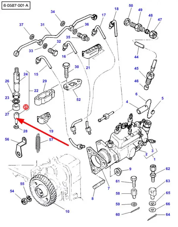 Końcówka wtrysku o numerze katalogowym 6801052, stosowana jako zamiennik w ciągnikach i ładowaczach teleskopowych marki Massey Ferguson schemat.