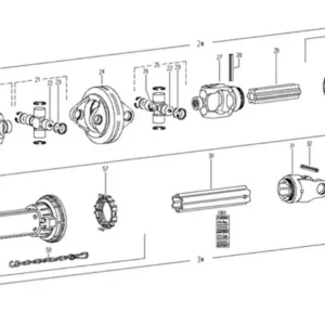 Oryginalny, kompletny wał przekaźnika P580 K64/24 o numerze katalogowym CMT00230, stosowany w prasoowijarkach marki McHale schemat