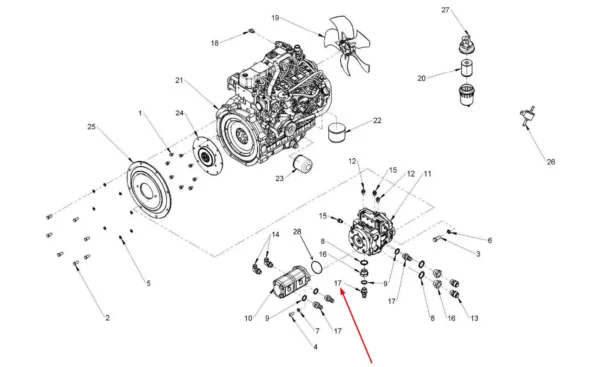 Oryginalne złącze hydrauliczne proste 3/4" o numerze katalogowym C033300, stosowane w ładowarkach marki MultiOne.-schemat