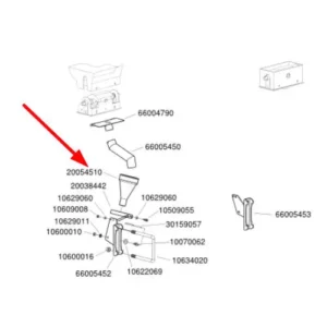Oryginalny lejek z tworzywa sztucznego o numerze katalogowym 20054510, stosowany w siewnikach marki Monosem schemat.