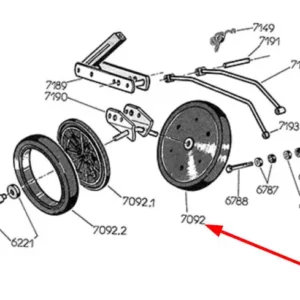 Oryginalne koło tylne  Farmflex o wymiarach  2" 12 1/2 i numerze katalogowym 65003047, stosowane w siewnikach marki Monosem schemat.