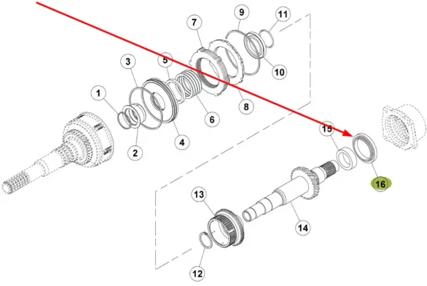 Pierścień simering wału sprzęgła o wymiarach  65 x 92 x 10/15 mm i numerze katalogowym 6000105826, stosowany w ciągnikach rolniczych marki Claas schemat.